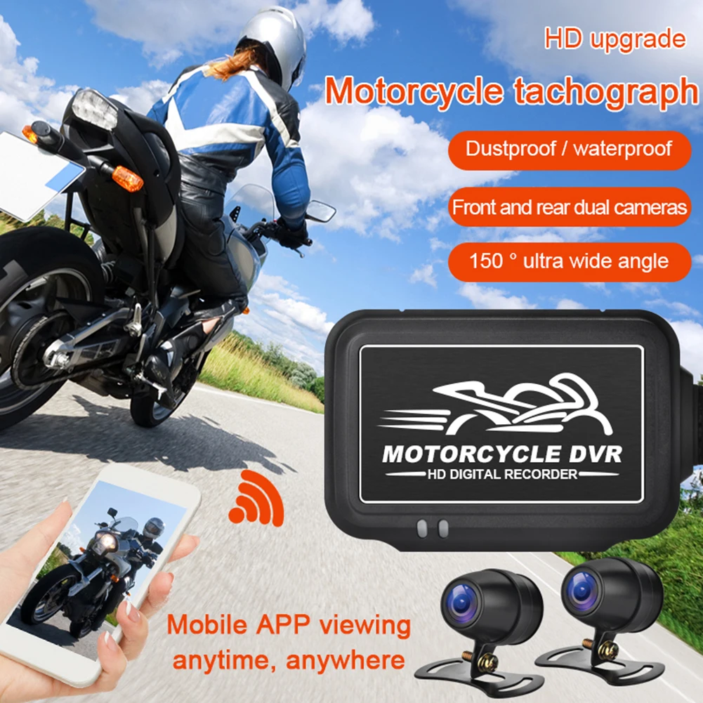 

Dual Motorcycle Action Camera Recorder DVR Front &Rear View Waterproof 1080P Motorcycle Dash Cam Night Vision Moto Recorder