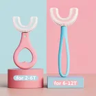 Детская Силиконовая зубная щетка U-образной формы, 360 градусов