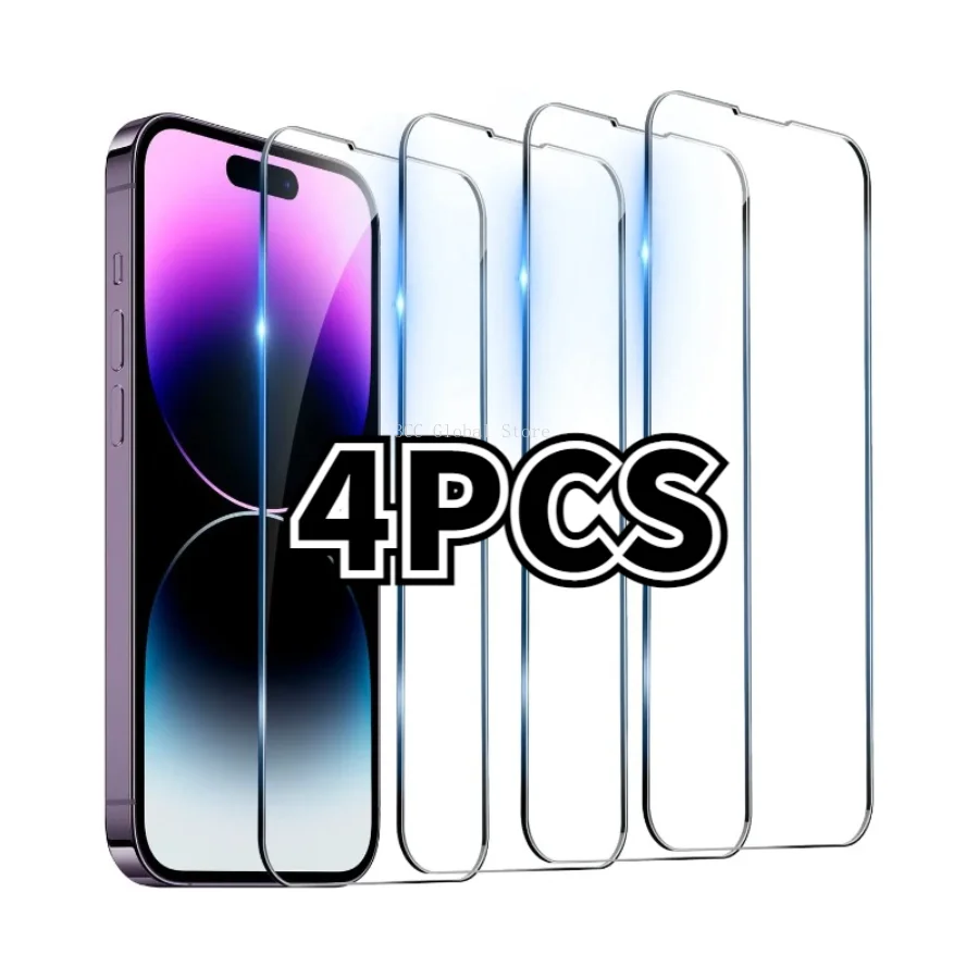 

4PCS High Clear Tempered Glass For IPhone 14 13 15 12 11 Pro Max Screen Protector For IPhone 7 8Plus X XR XS Max Glass