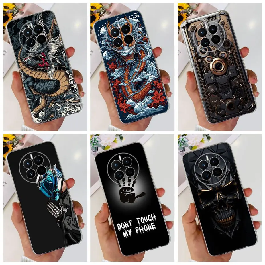 Модные Силиконовые чехлы в металлическом стиле с рисунком дракона для Huawei Mate 50 50E