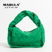 mabula retro plaited strap women top handle purse quilted nylon crossbody bag with metal chain lightweight small phone handbag