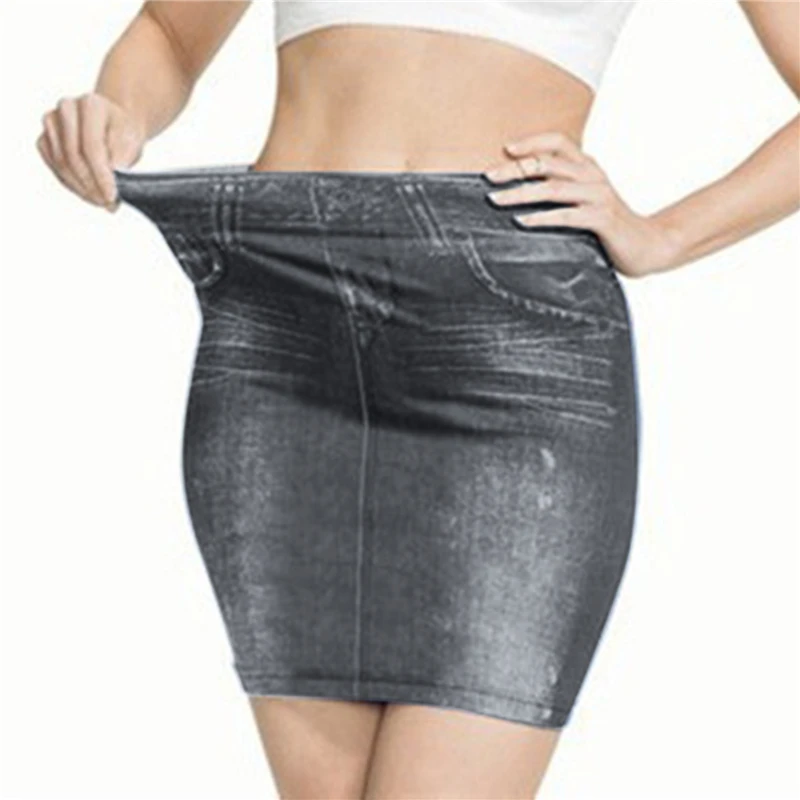 

Женская джинсовая юбка с высокой талией, черная или синяя облегающая винтажная джинсовая юбка с эффектом потертости, лето 2022