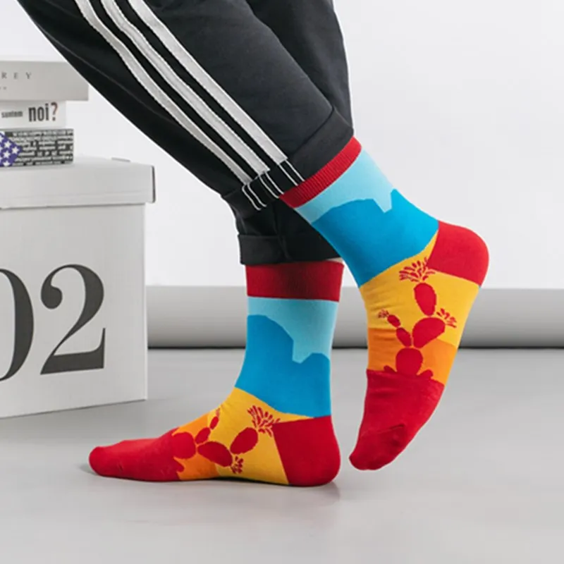 5 pairs / men's socks pure cotton medium socks summer multicolor breathable business men's socks men's deodorant socks