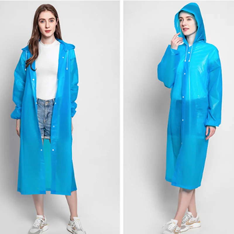 

PEVA Raincoat Women Men Impermeable Thickened Waterproof Raincoat Tourism Outdoor Hiking Rain Poncho Raincoat Hooded Rain Coat