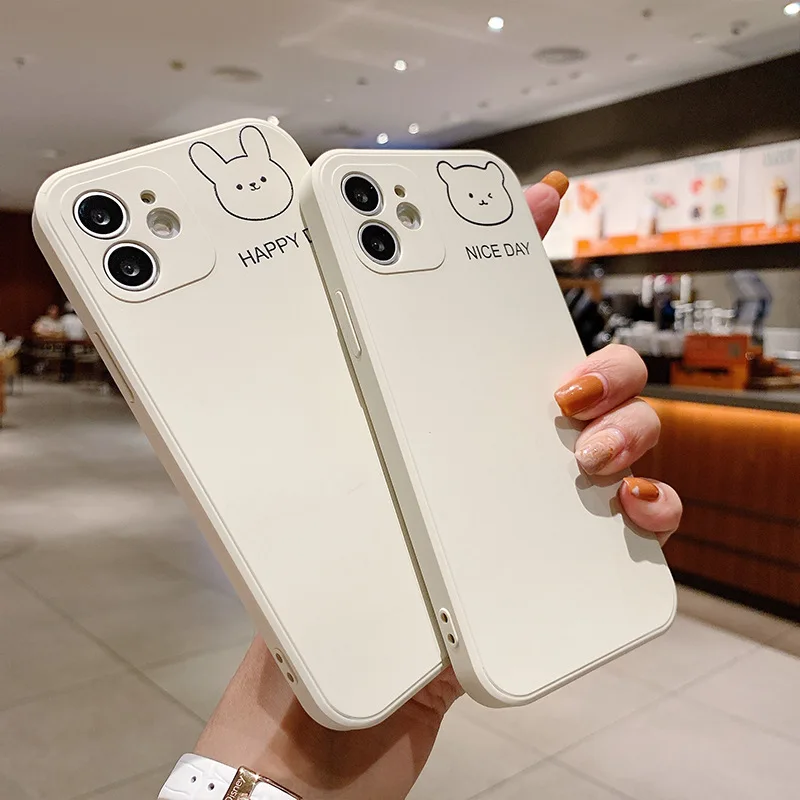 

Cute Cartoon Rabbit Phone Cases For iPhone 11 12 13 Pro MAX 6 6S 7 8 Plus XS 12 13 Mini X XR SE 2020 Silicone Back Cover Fanda