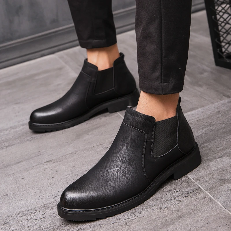 

Brands Social Men Boots Retro Men Brand Comfortable Chelsea Boots 2023 New fashion Men Leather Boots Original Cowboy boots Black