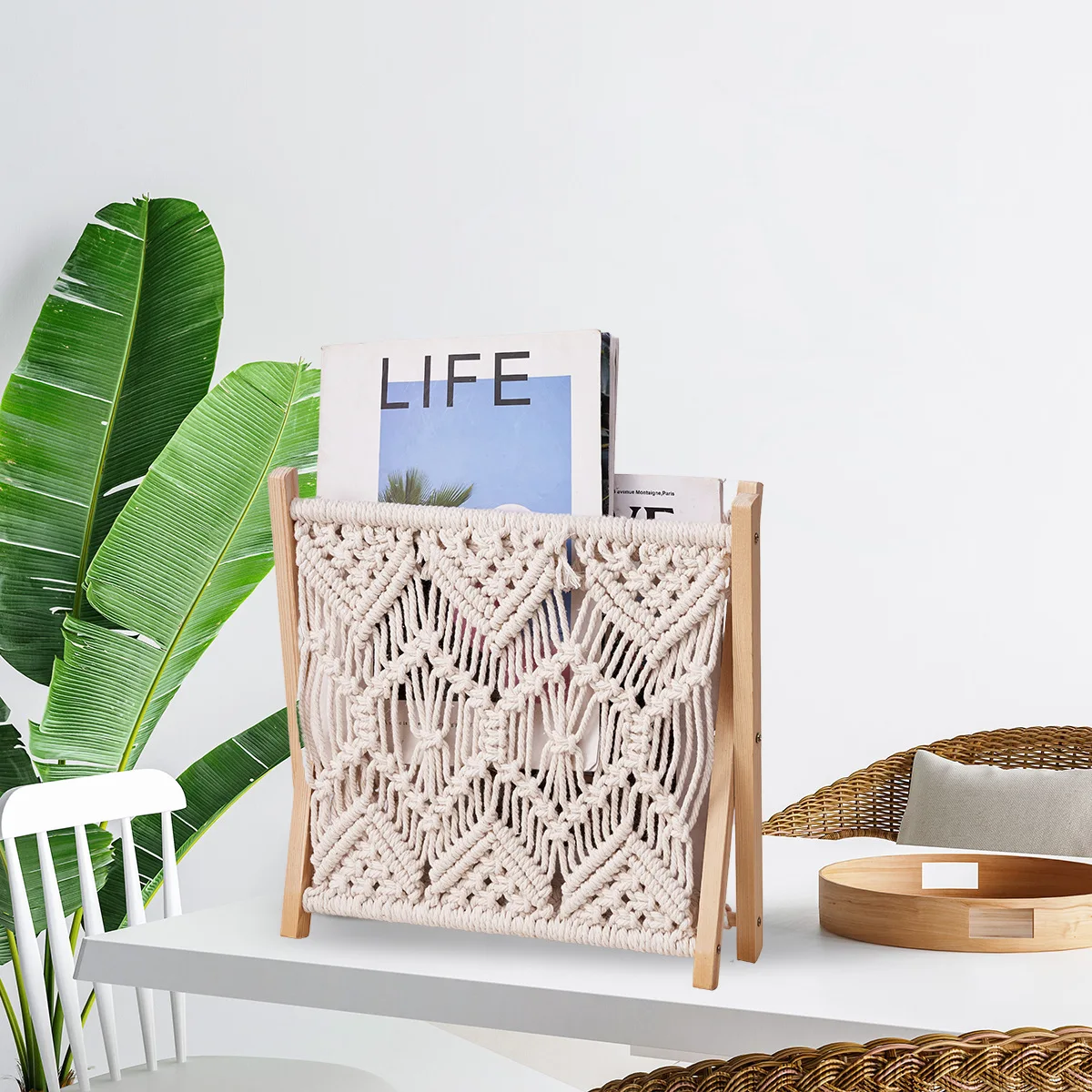 Богемная плетеная корзина для хранения высококлассные полки горшков с ручной