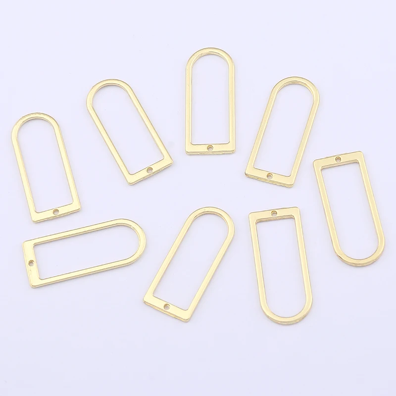 Серьги U-образные геометрические золотистого цвета с соединителем, 20 шт., фурнитура для изготовления ювелирных изделий «сделай сам», 30 х13 мм