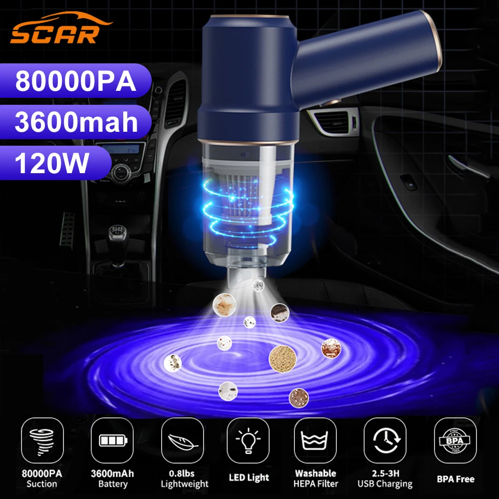 

Автомобильный пылесос 2 в 1, 80000 па, с беспроводной зарядкой