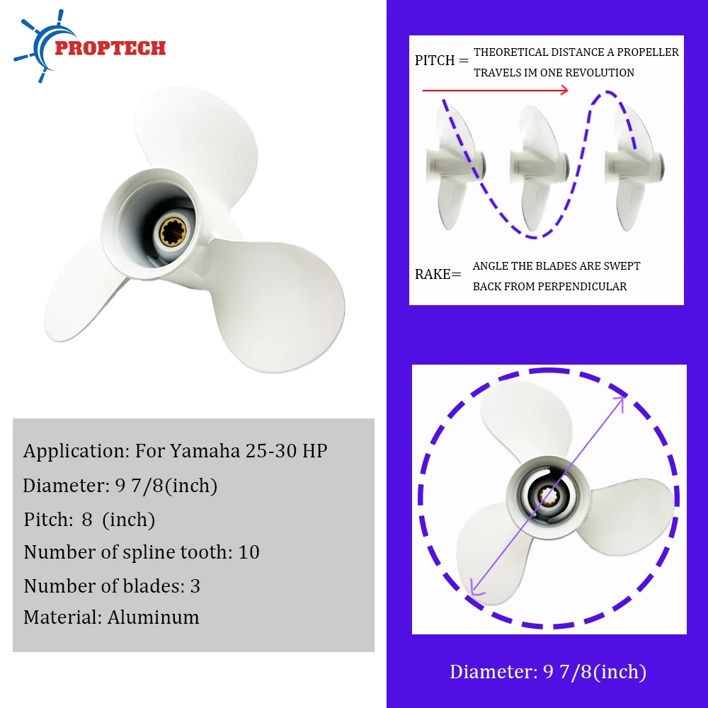 664-45943-01 Морской гребной винт 9 7/8*8 для Yamaha 25 л.с. 30 Винт из алюминиевого сплава 10