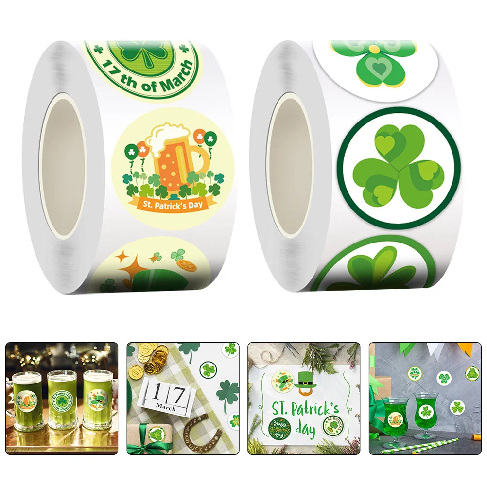 

2 Rolls Adhesive St. Patrick's Day Labels Stickers Gift Stickers Decals