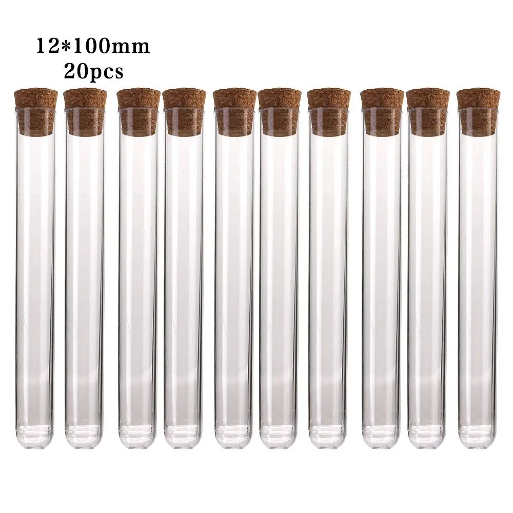 Прозрачные лабораторные пробирки из прозрачного пластика с пробками 12x100 мм