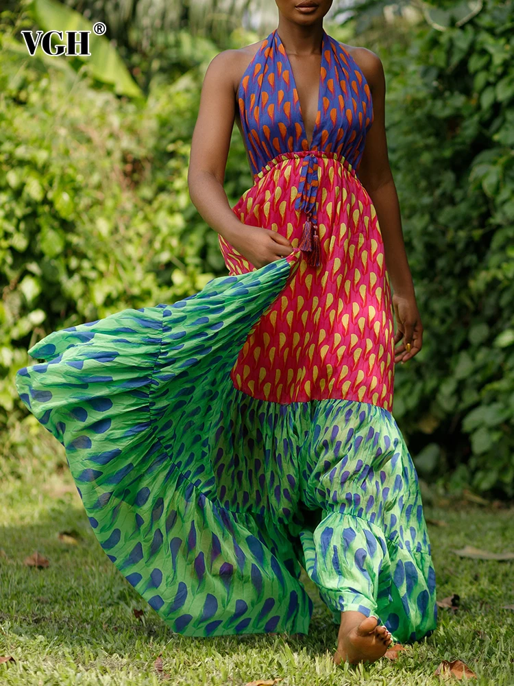 

Женское длинное платье в горошек VGH, облегающее платье без рукавов, с открытой спиной и высокой талией, со шнуровкой, одежда 2023