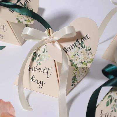 Triangular Pyramid Baby Shower Packaging Bags Wedding Favor Paper Box Party Supplies Small Candy Boxes For Gifts