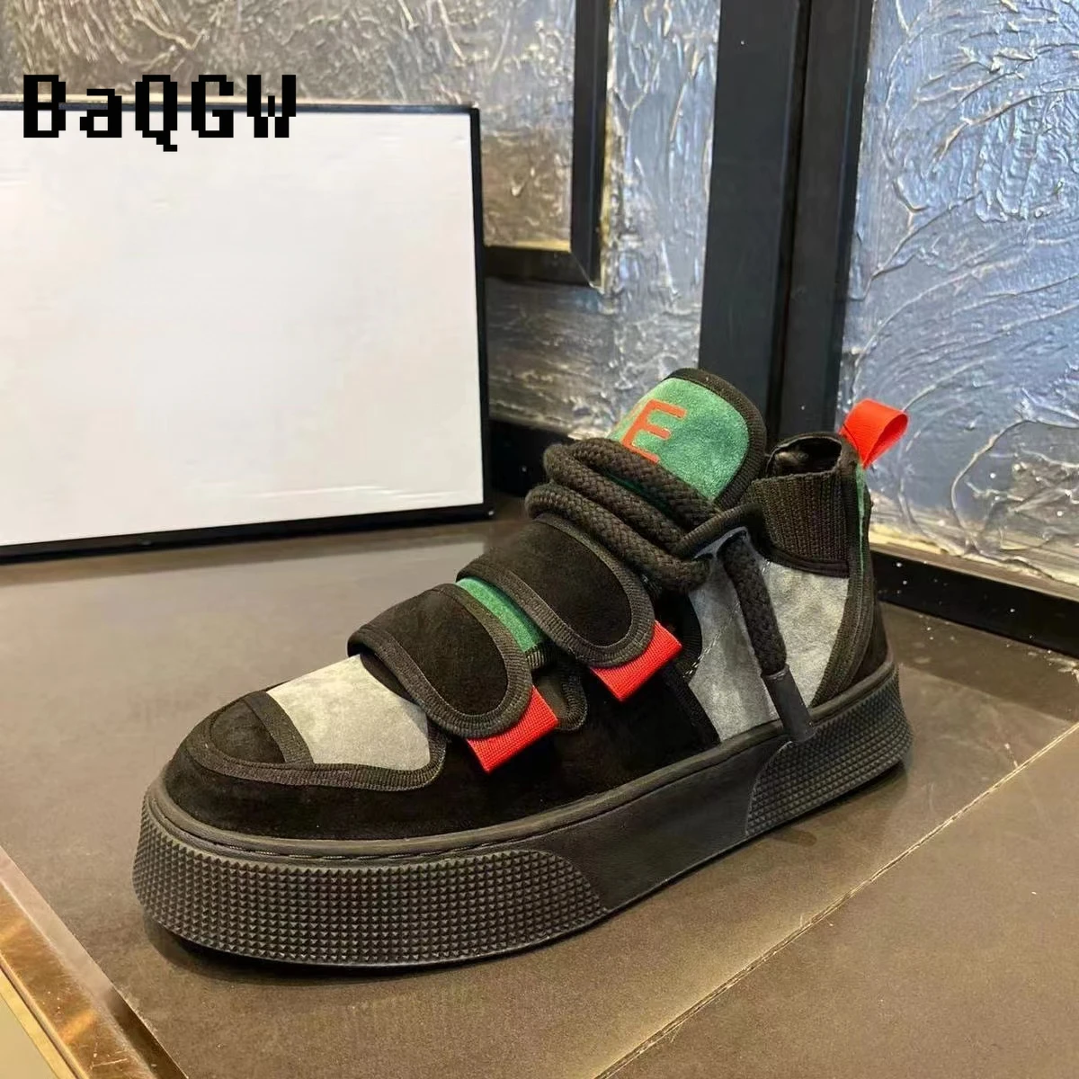 Кроссовки мужские высокие дизайнерская повседневная обувь модные кеды с цветным