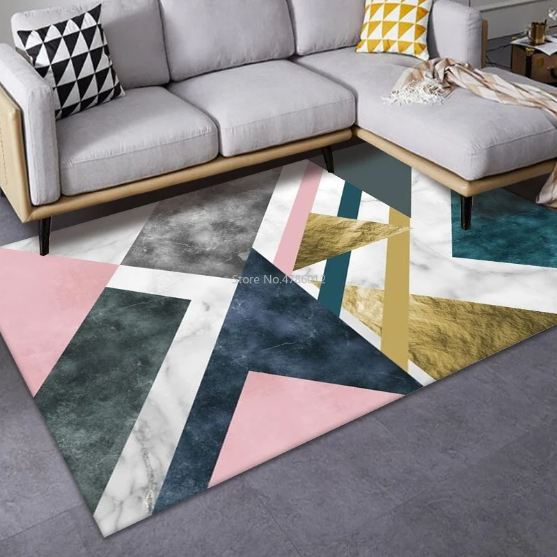 Golden Diamond Velvet Carpet Living Room Coffee Table Blanket Abstract Homestay Style Home Bedroom Bedside 200x300cm
