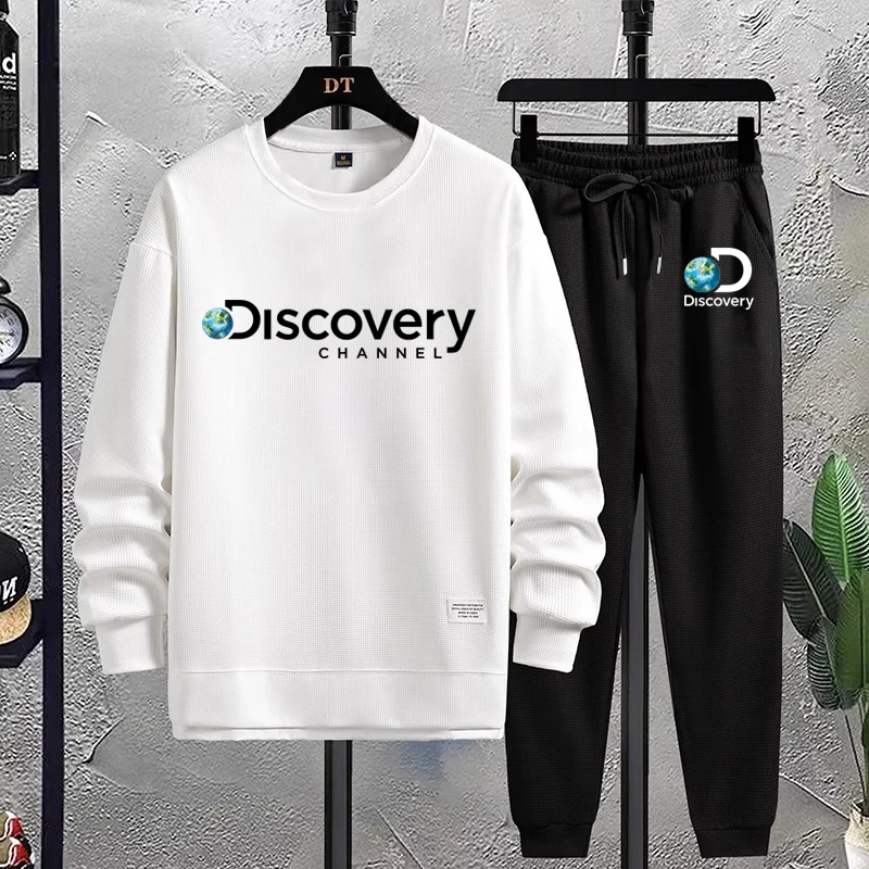 

Мужской спортивный костюм Discovery, повседневный спортивный костюм с длинным рукавом, Свитшот и штаны, осень 2023