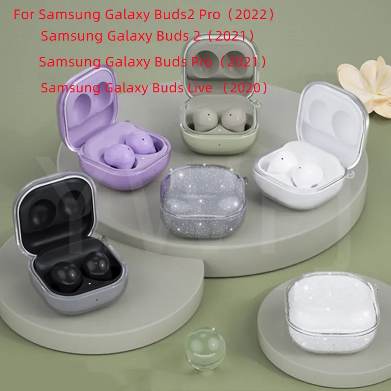 

For Samsung Galaxy buds2 Pro 2022 Case Glitter Clear Silicone Earphone Case for Galaxy Buds Live/Buds Pro/Buds 2 Cases 2021