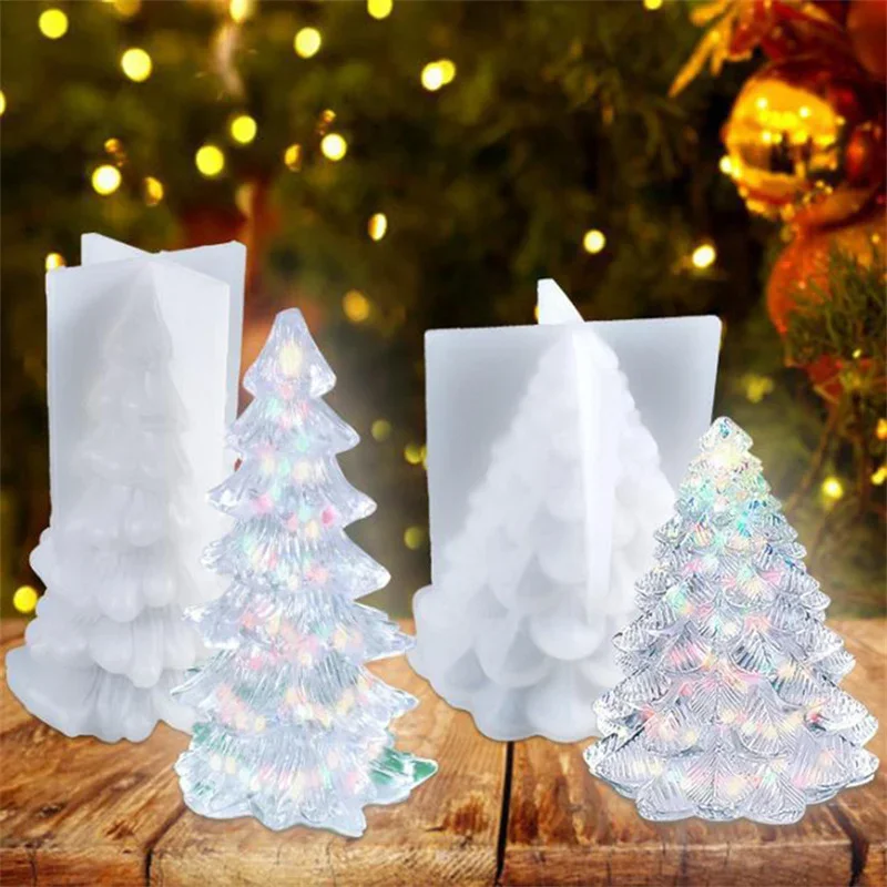 

1Pc Crystal Resin Silicone Molds Christmas Tree Candle Mold DIY Resin Plaster Artwork Soap Making Home Decoration Supplies