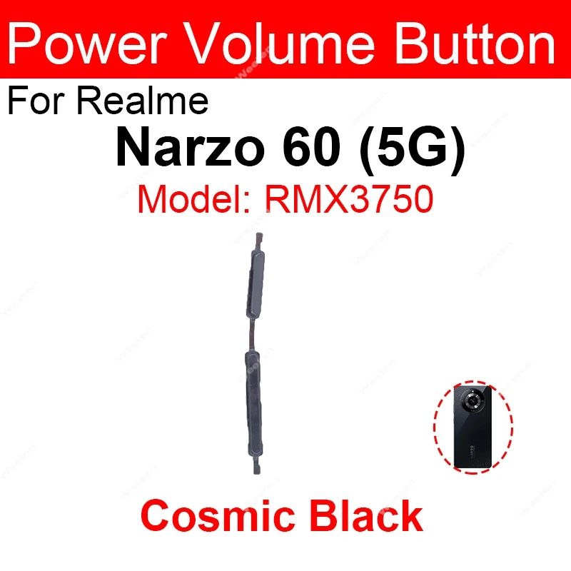 Кнопки регулировки громкости для Realme Narzo 60 60x60 Pro 5G Кнопка вверх и вниз Боковая