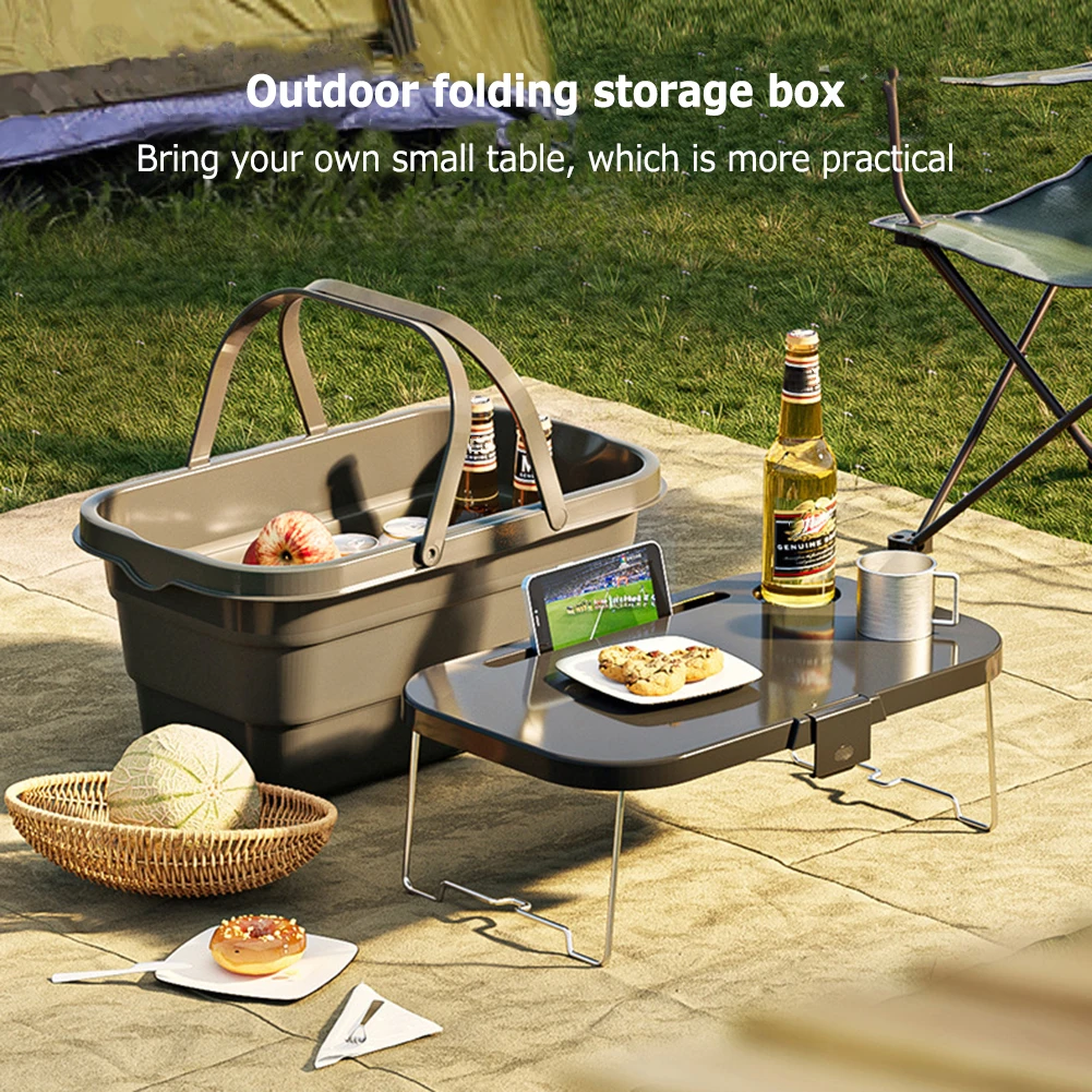 

Portable Folding Picnic Basket Fruit Food Storage Box Picnic Table Multifunctional Outdoor BBQ Camping Container Storage Basket