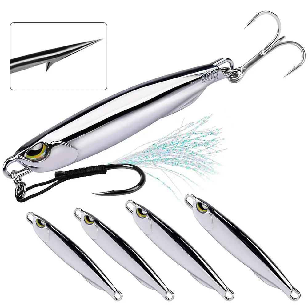 

Fishing Lure 15g/20g/30g/40g High Reflective 3d Eyes Artificial Bait With Feathers Reusable Metal Lure With Hooks Dropshipping