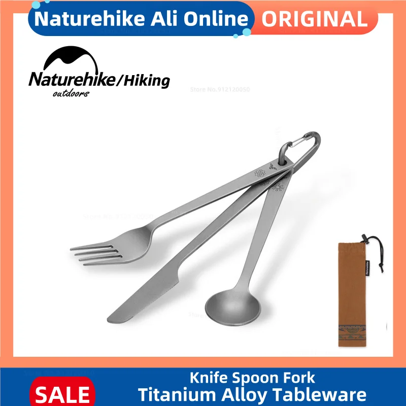 

Naturehike x Dunhuang Joint Titanium Alloy Knife Spoon Fork 3-Piece Set Ultralight Portable Tableware Travel Camping Picnic Tool