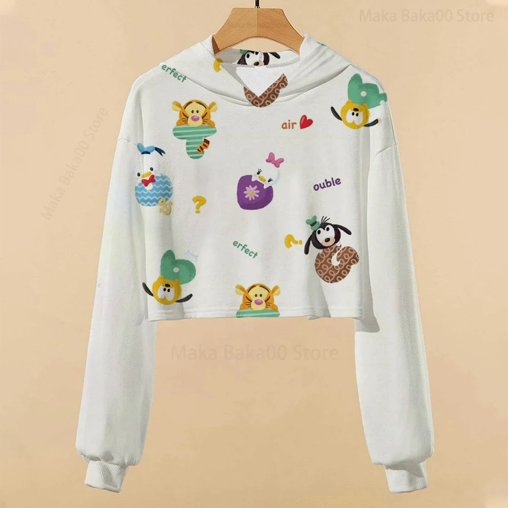 Купи Autumn and winter children's clothing new cropped hoodie sweater Disney Mickey and Minnie print casual cartoon round neck girls за 186 рублей в магазине AliExpress