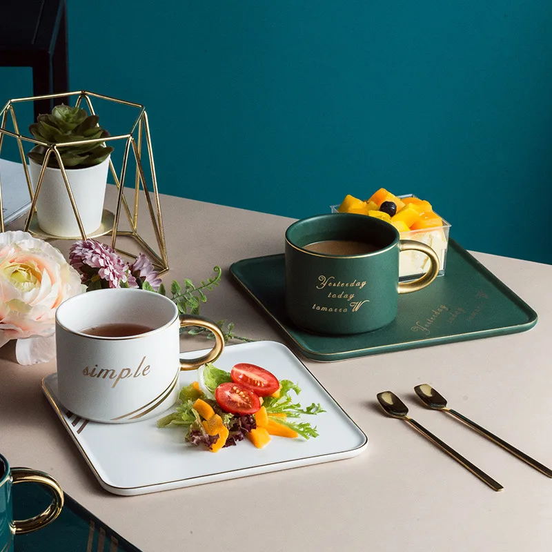 

Простой набор чашек и блюдец в скандинавском стиле, креативная керамическая кофейная чашка, Xicara, для кафе, дома, послеобеденного чая, кружка ...