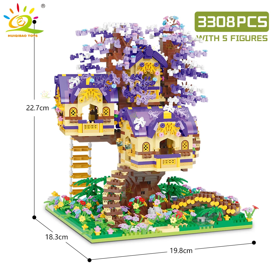 HUIQIBAO Elves Green Tree House Мини Строительные блоки MOC микро Кирпичи игрушки для детей