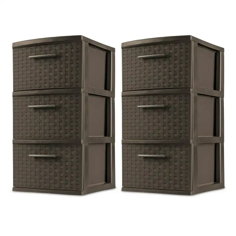 

Drawer Weave Plastic, Espresso, Set of 2