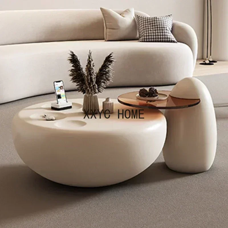 Minimalist Bedroom Side White Luxury Coffee Tables Round Design Table Basses Home Furniture