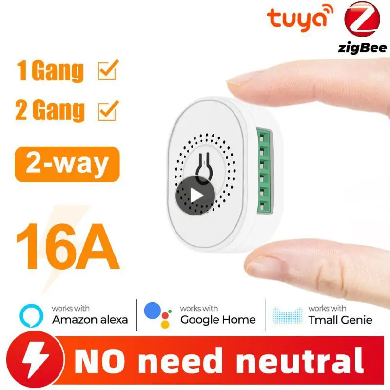 

No Neutral Wire Switches 16a Zigbee 3.0 2-way Control Switch 1gang 2gang Breaker Switch Work With Alexa And Google Home Timing