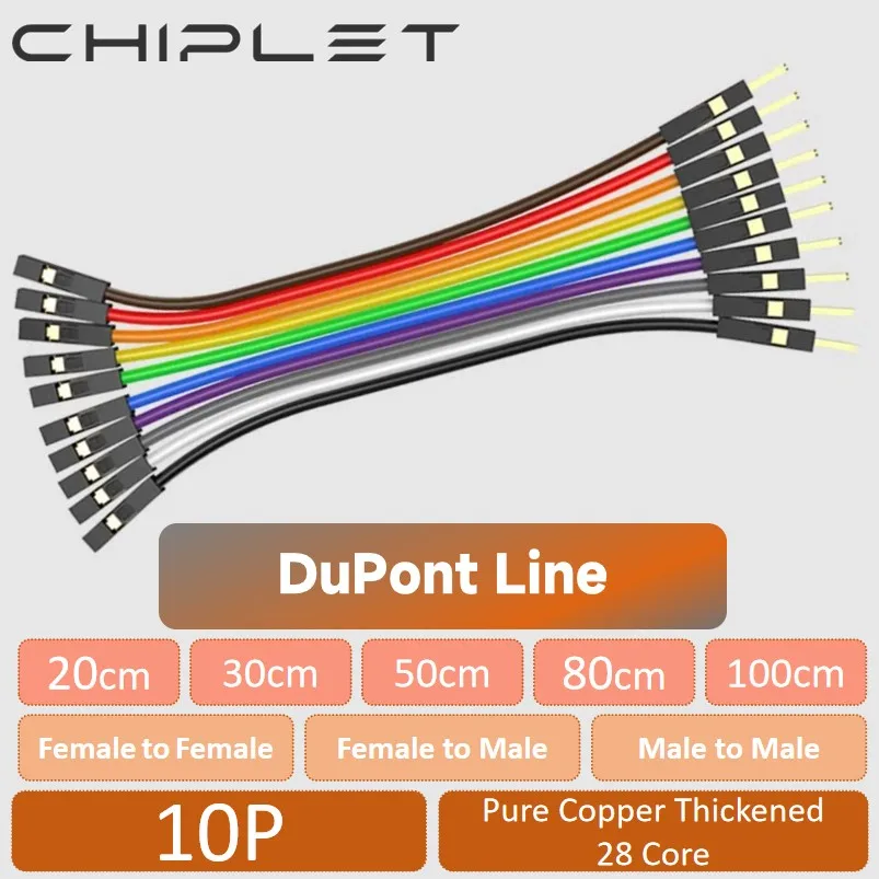 Фото Кабель Dupont 10P, перемычка из чистой меди Dupont Line, штекер-штекер, гнездо-гнездо, 20 см, 30 см, 50 см, 80 см, 1 м, Arduino №1