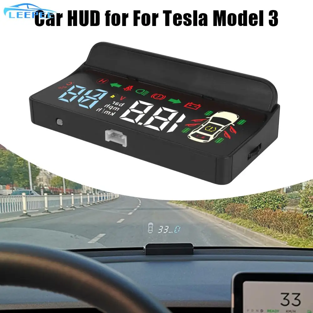

Проектор скорости LEEPEE OBD на лобовое стекло, Электронная сигнализация повышенной скорости, индикатор напряжения для Tesla Model 3