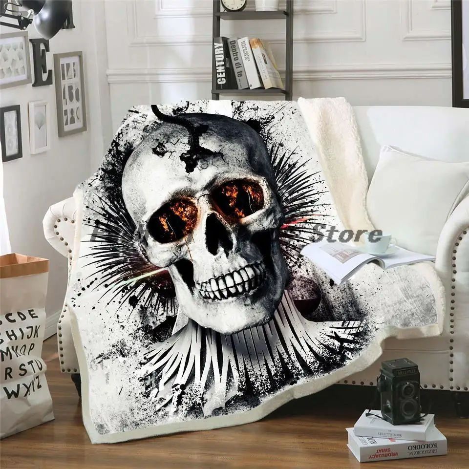 Постельное белье плюшевое одеяло с черепом из шерпы готическое постельное