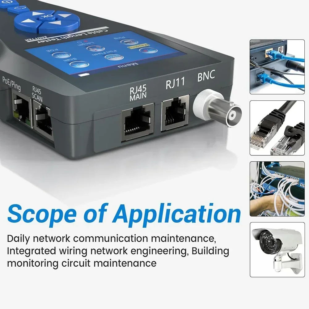 Фото NOYAFA NF-8601S Кабельный тестер с функцией PoE/PING Тестер для измерения локальной сети Измерительная длина Тестер схемы развода Трекер сетевого кабеля №4