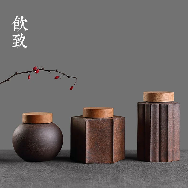 

Drink to old rock mud tea cans storage small tea box sealed cans Pu'er tea warehouse wake-up tea cans portable storage cans