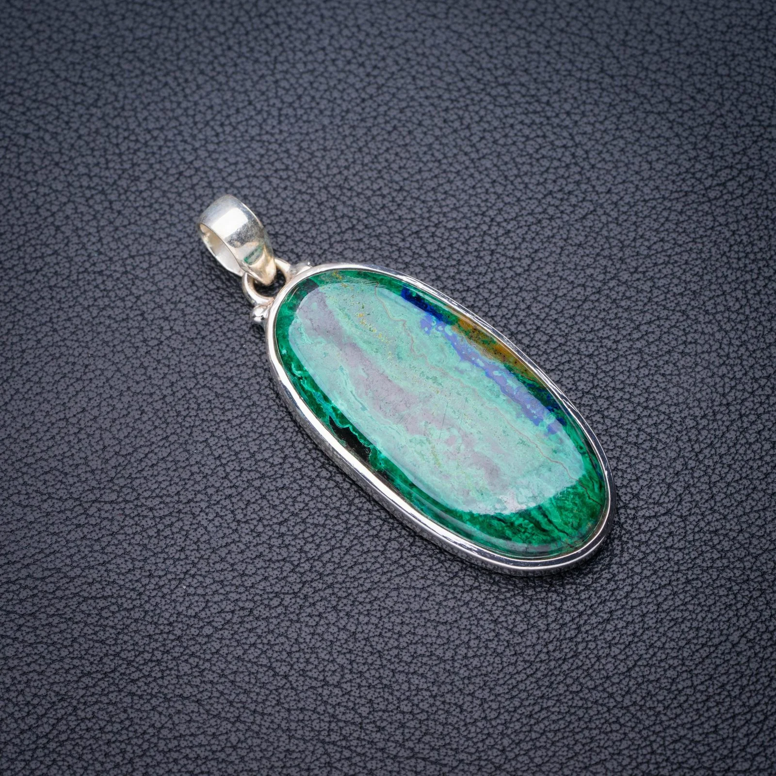 

StarGems Natural Chrysocolla Handmade 925 Sterling Silver Pendant 2" E4620