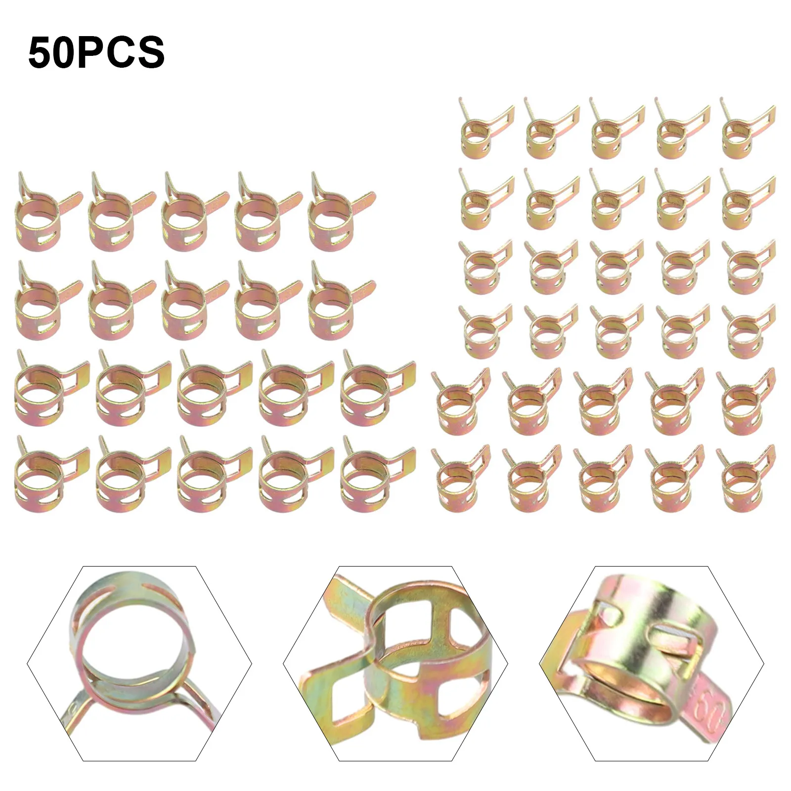 

50Pcs Fastener 5mm 6mm 7mm 8mm 9mm Spring Clip Fuel Water Line Hose Pipe Air Tube Clamps 65Mn Spring Steel Spring Clips Clamp