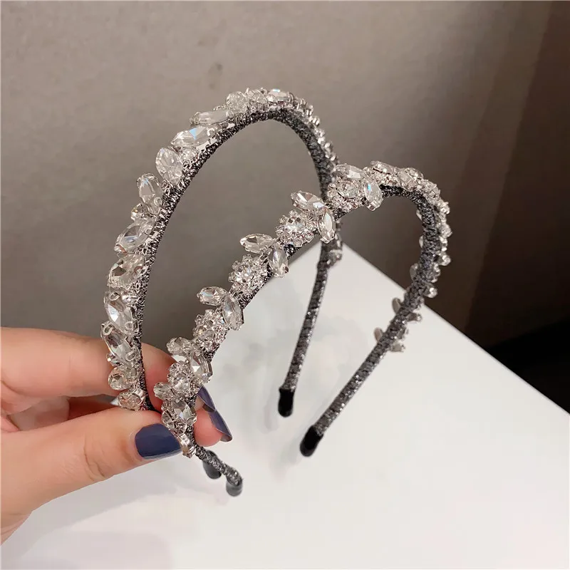 

Korean Fashion Jeweled Hair Band Women Hair Accessories Shiny Clear Full Crystal Stone Hairband Rhinestone Headbands For Wedding
