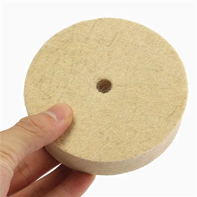 

4 Inch 1Pc Beige Polishing Buffing Grinding Wheel Wool Felt Polisher Disc Pad 100mmx25mm Polisher Pads 4 Inch