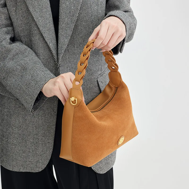 

Women Underarm Bag Winter New French Style Soft High Sense Genuine Leather Fashion Shoulder Bag Unique Design Handbag