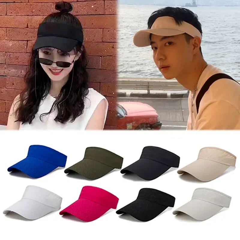 

Spring Summer Sports Sun Hats Women Hat Men's Cap Adjustable Cotton Visor UV Protection Top Empty Tennis Golf Running Sunscreen