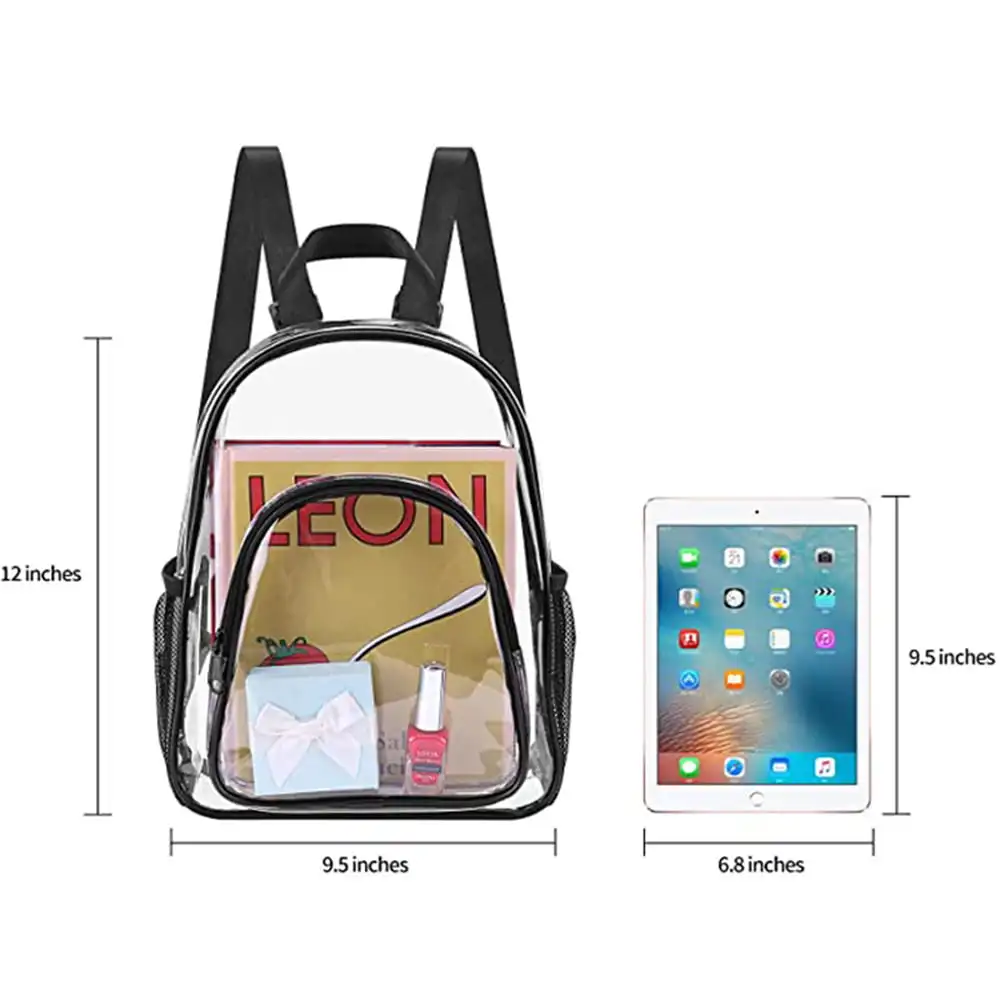 Mini Clear Backpack Heavy Duty Stadium Approved PVC Transparent Backpacks for Kids Small Clear Backpack with Reinforced Strap fo