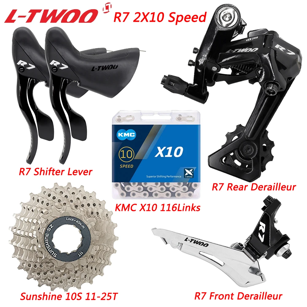 

LTWOO R7 2x10S Road Bike Kits Shifter Rear Front Derailleur X10 Chain Cassette 11-25T/28T/32T Freewheel Bicycle Parts