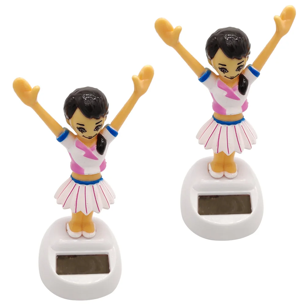 

2pcs Girl Raising Hand Design Swing Car Ornament Creative Solar Powered Car Interior Decor Swing Gift Desktop Ornaments for the