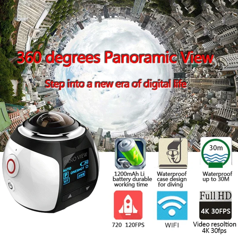 V1 Panoramic 360 Degree Camera HD 4K Diving Waterproof DV WiFi VR Virtual Reality Camera Outdoor Sports Mini Camera enlarge