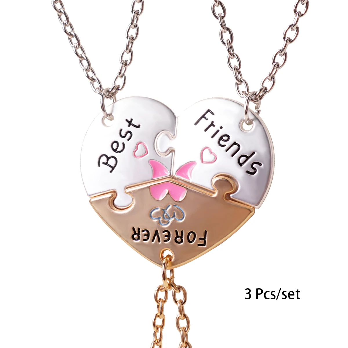 3 шт.компл., ожерелье с подвеской в виде сердца Best Friends Forever для женщин, регулируемое колье с разбитым сердцем, BFF, вечерние ювелирные аксессуары (art.: 3920cd35fe2c1) - 3920cd35fe2c1