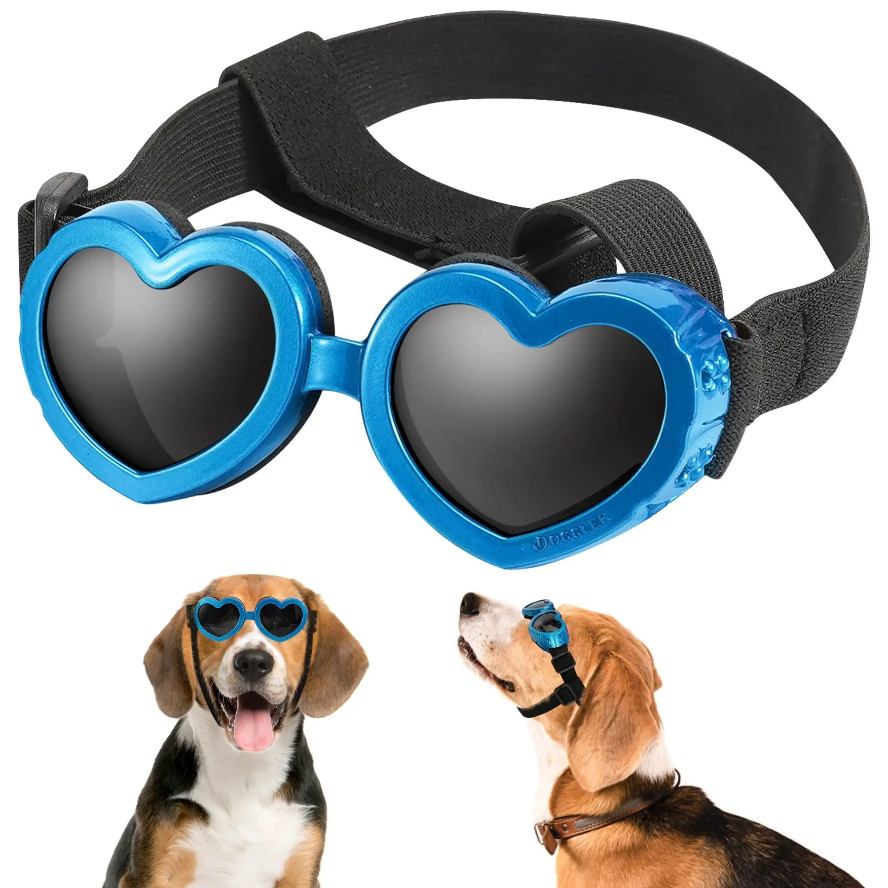 

Summer Heart Shape Sunglasses Anti-uv Anti-glare Yorkshire Golden Retriever Fashion Adjustable Goggles for Small Medium Dogs